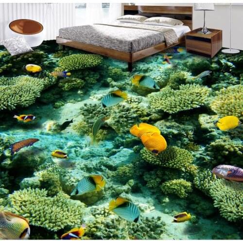 2019 Waterproof Wallpaper Vynil flooring Ocean World Wallpaper 3D For Kitchen Living Room Bedroom Bathroom Vinyl flooring