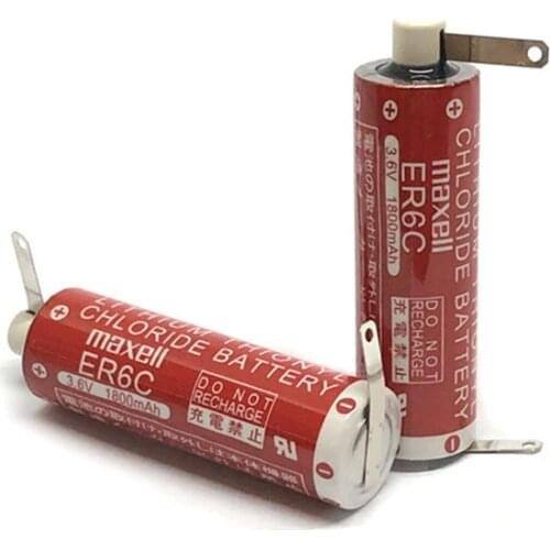 5pcs/lot New Original Maxell AA 14500 ER6C 3.6V Lithium Thionyl Chloride Battery PLC Batteries With welding feet Made in Japan