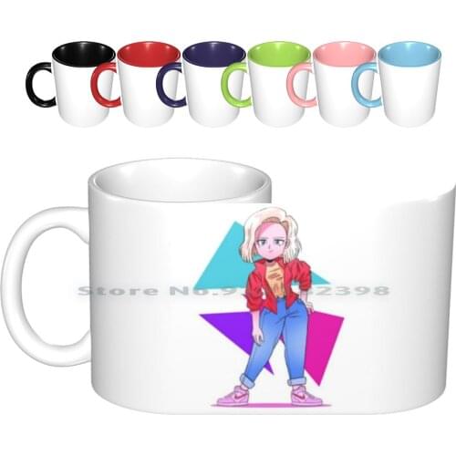 80s 18 Ceramic Mugs Coffee Cups Milk Tea Mug Android 18 Z 18 80s 90s Dbz Cute Girls Fashion 80s Design Anime Anime Girl