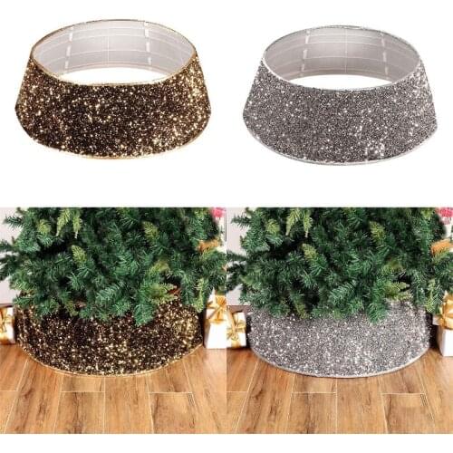 Sequins Glitter Christmas Tree Base Collar Around Decorative Skirt Xmas Decor T3LE