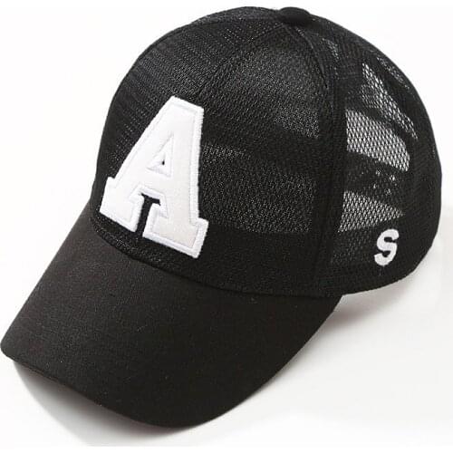 Letter "A" Kids Baseball Caps Boys Girls Summer Mesh Breathable Sun Hat Children Toddler Hip Hop Adjustable Outdoor Beach Cap