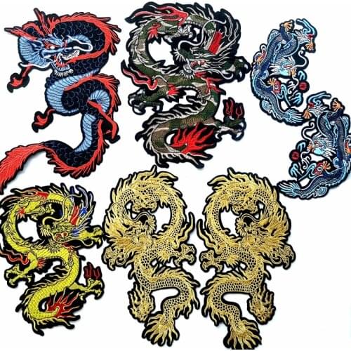 GUGUTREE embroidery big Chinese dragon patches traditional cartoon animal patch badges appliques for clothing ALR-14
