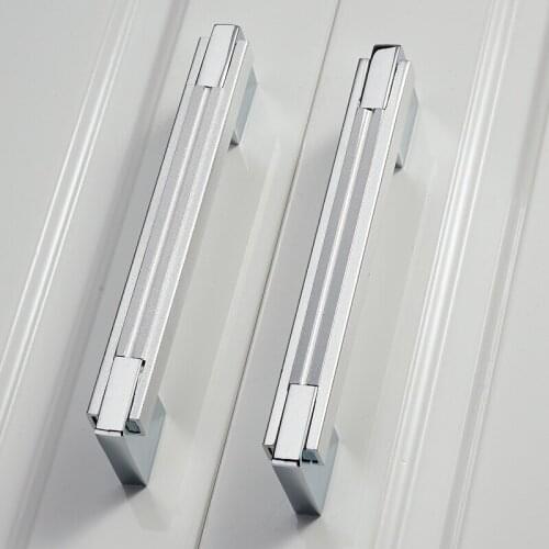 5" Black kichen cabinet handles Chrome dresser cupboard pulls Shiny silver wardrobe drawer furniture knob Shoe closet knobs128mm