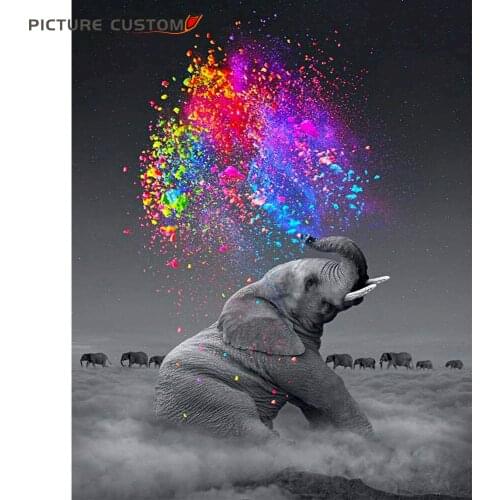 DIY Paints By Numbers Elephant Animals 50x40cm Art Pictures Set Coloring Decorative Canvas Wall Artcraft Oil Painting By Numbers
