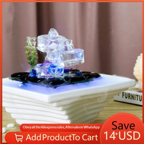 Ceramic Indoor Decorative Water Fountain Fengshui Water Falls Meditation Helps Desktop Air Humidifier Ornaments Home Decoration