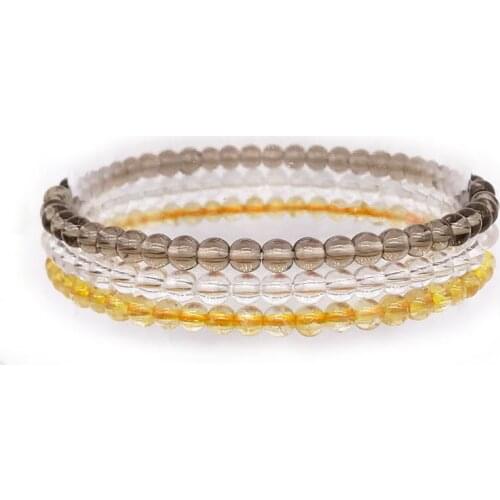 3pcs / Set Natural Stone Beads Women Girls Yoga Bracelet Sets 18-18.5 CM Citrines Crystal Smoky Stones For Her Gift #7