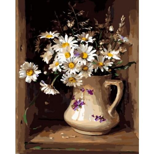 UnFrame picture oil painting by numbers wall decor diy painting on canvas for home decor 4050 white daisy