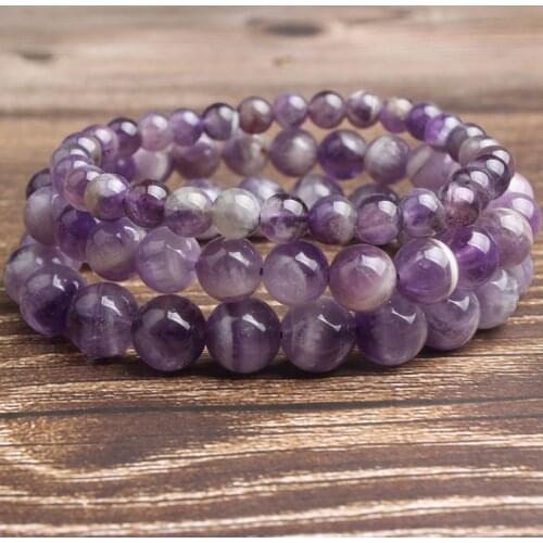 LanLi 4/6/8/10/12mm Fashion natural Jewelry Stripe amethysts beads bracelet be fit for men and women Accessories and amulets