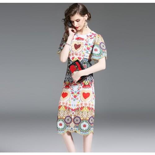 Novelty Designer Women Floer Print Asymmetrical Dresses D4535