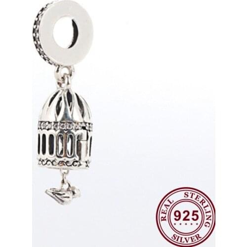 Original 925 Sterling Silver Charm New Unrestrained Birdcage Pendant Fit Pandora Women Bracelet & Necklace Diy Jewelry