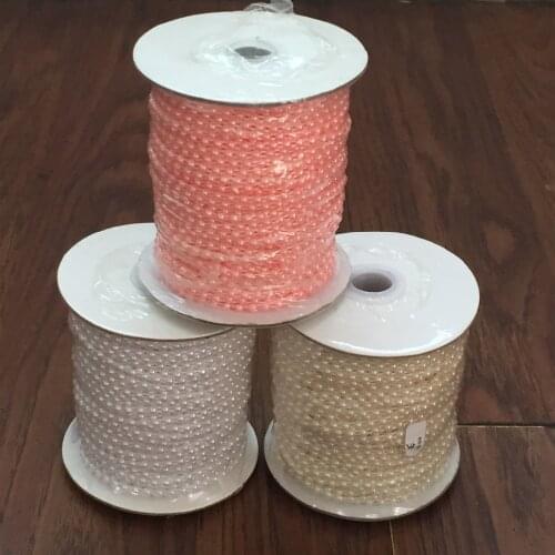 50 Meters/Roll Half Round Flat Back Plastic Pearl Trim 4mm Flatback Pearl Bead String Trim Chain Sew Wedding decoration SVX12