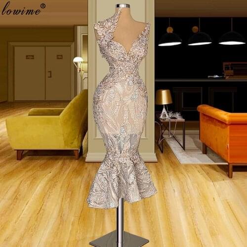 Plus Size Flowers Evening Dresses 2021 Tea-Length Beading Evening Gowns Arabic Cocktail Dresses For Women Party вечерние платья