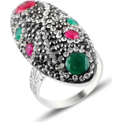 Silver 925 Sterling Mixed Zircon Cubic Zirconia Ring