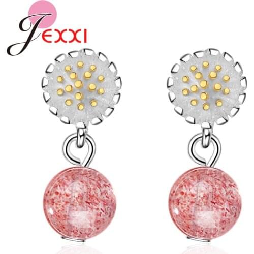 Lovely Korean 925 Sterling Silver Boucle Foreille Femme Cubic Zirconia Earings Flower Drop Dangle Earrings Women Jewelry