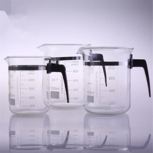 Multiple Plastic handle Beaker Chemistry Laboratory Borosilicate Glass 500ml 1000ml