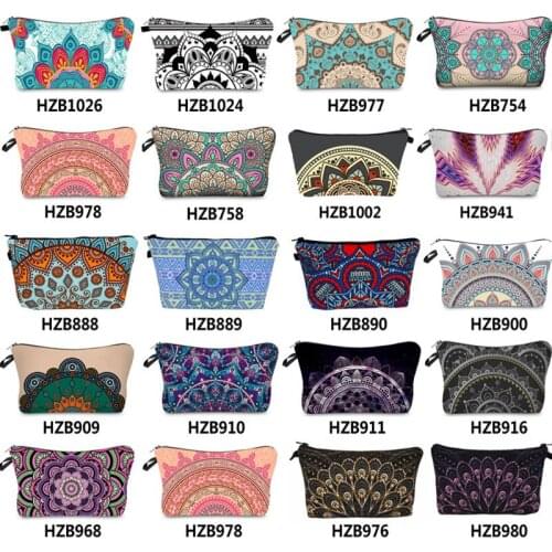 Clutch Bag Mandala Print Travel Storage Small Polyester Mandala Pattern Portable Women Cosmetic Bag Storage Mandala Cosmetic Bag