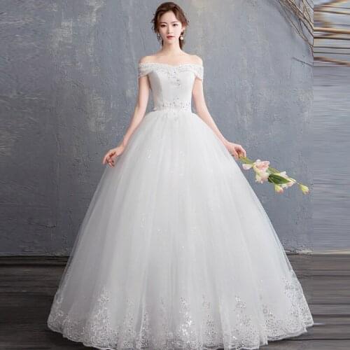 Wedding Dresses Illusion V-Neck Short Tulle Lace Embroidery Beading Sequined Off The Shoulder Luxury White Lady Bridal Gown G542