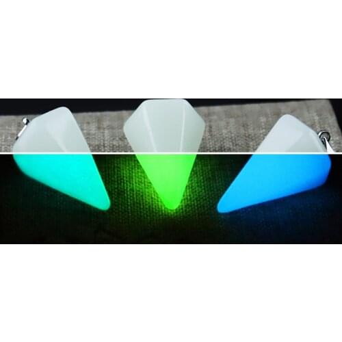 Trendy Hexagonal Pyramid Quartz Stone Pendant Natural Crystal Gem Stone Luminous Leather Chains Necklace for Women Men Jewelry