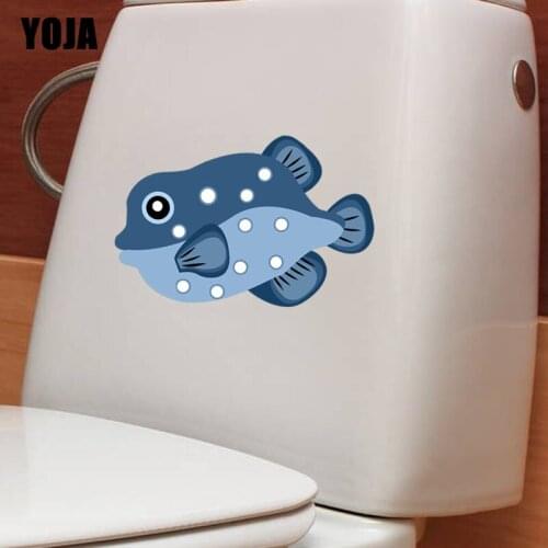 YOJA 24.9*16.4CM Funny BedRoom Home Decor Toilet Decal Wall Sticker Cartoon Fish T3-0938