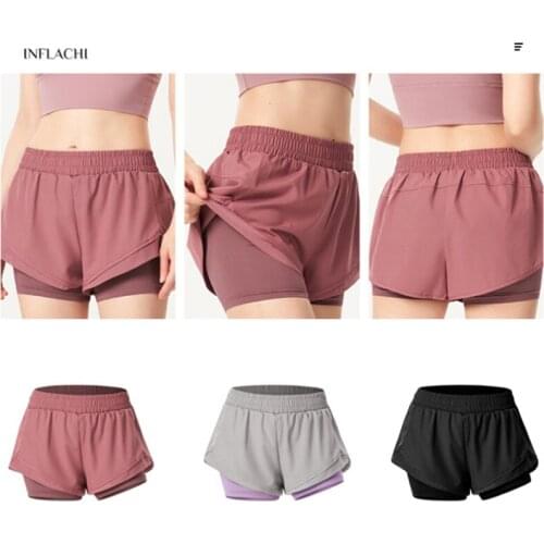 Women 2 In 1 Yoga Sports Shorts Summer High Waist Running Shorts Legging Fitness Jogger Quick Drying Gym Shorts Workout Clothing