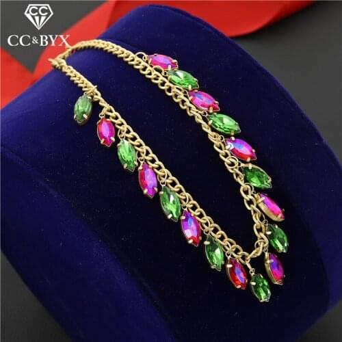 CC Wedding Jewelry Necklace For Women Bride Engagement Luxury Shine Cubic Zircon Rhinestone Fine Charm Party Gift Wholesale D061