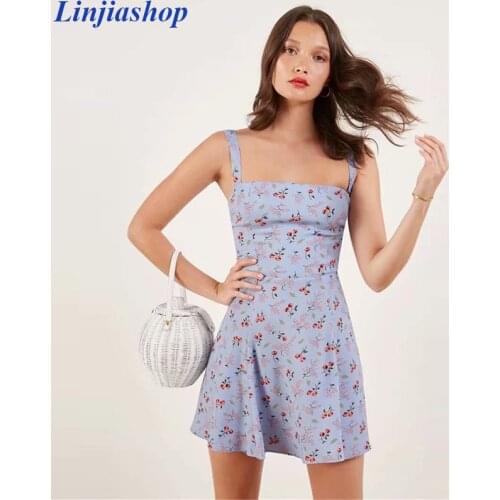 Vintage elegant slash neck summer print dress women A line slim waistline reformation holiday hollow out beach dress