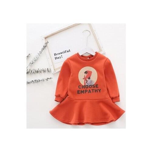 1 2 3 4 5 Years Baby Girls Dress Casual Print Thicken Hood Ruffle Sweatshirt Dresses for Girls Kids Clothing Autumn New Arrival