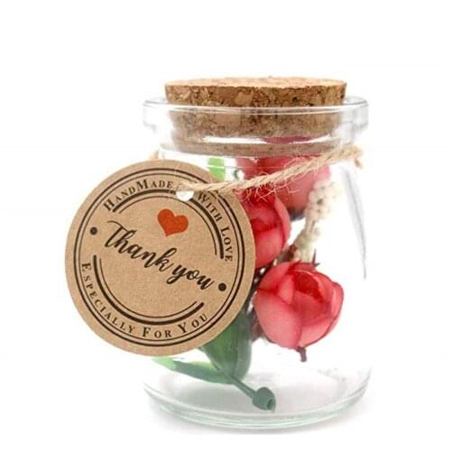 100pcs/set Brown Kraft Gift Tags Thank You Paper Tags For Baby Shower Party Favors Personalized Wedding Gifts Cosmetics Labels