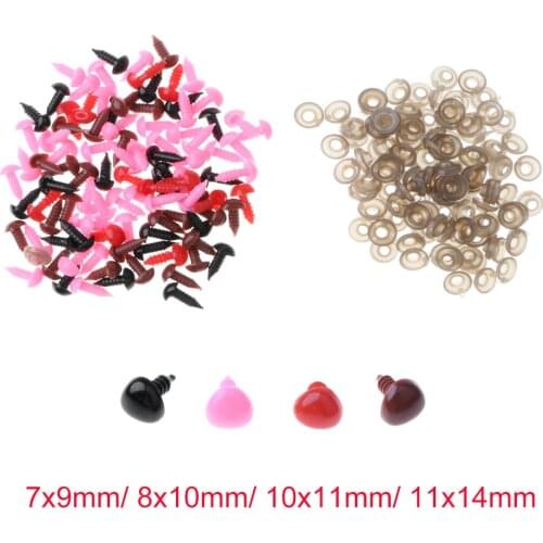 100 Pieces Mix Colored Safty Noses - for Animal Dog Cat Soft Toys Teddy Bear
