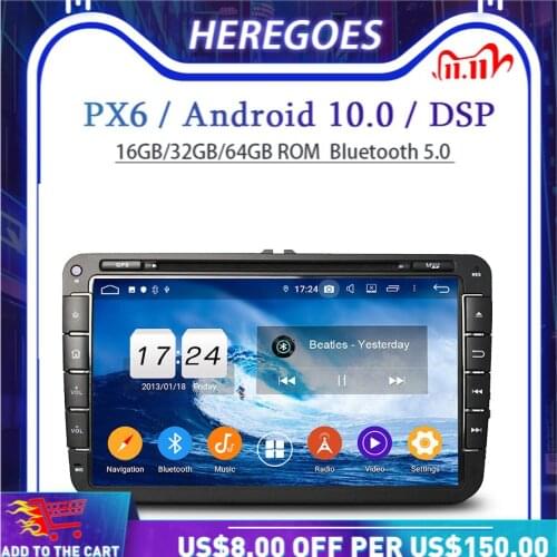 1280*720 PX6 DSP IPS Android 10.0 4G +64G Car DVD Player GPS Map Auto Radio Bluetooth 5.0 for VW PASSAT Tiguan Skoda Leon Golf