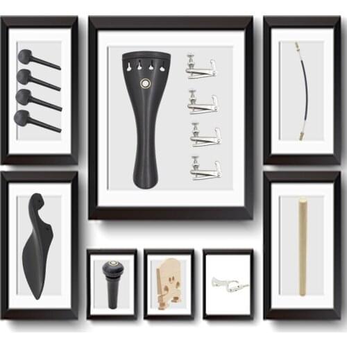 15 Pcs Violin Accessories Per Set 4/4 Ebony Accessory Cable, Chin Rest, Peg and Other Violin Musical Instrument Accessories
