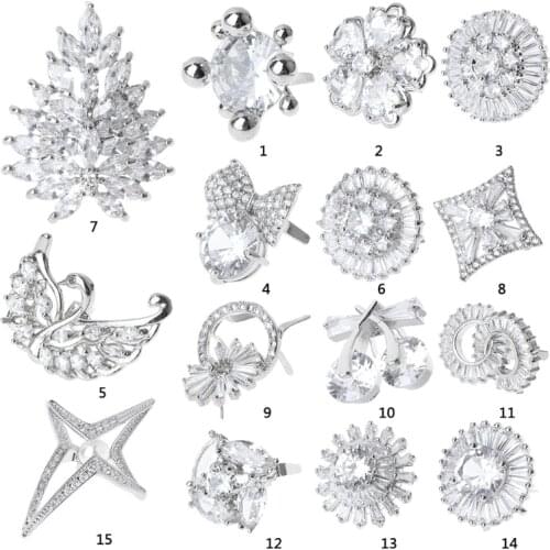 15 Styles 1Pc Rhinestone Alloy Glass Shoe Clips Elegant Ornaments Buckle Clamp Shoe Decoration New