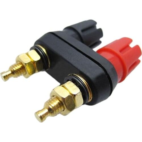 2 pcs High quality Banana connector Gold-plated copper Banana plug sockets Red black Siamese Union Terminal Binding Post Plug