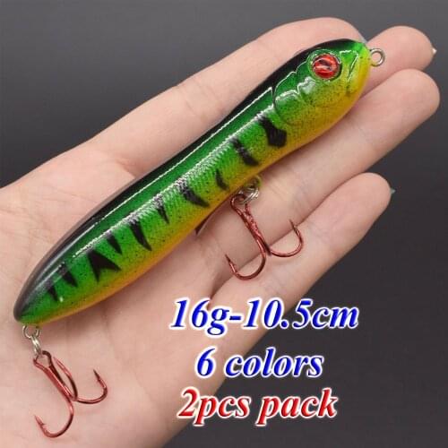 2PCS Pencil Topwater Fishing Lures Bass Carp Popper Bait Artificial Hard Fish Lures Wobbler Fishing Tackle 16g-10.5cm