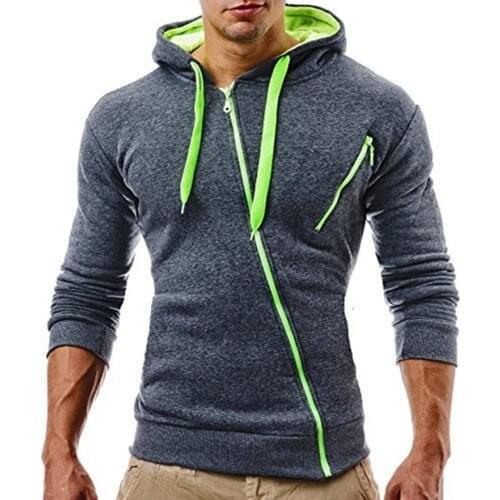 2021 mens sweater features inclined zipper mens casual slim hooded cardigan sweater