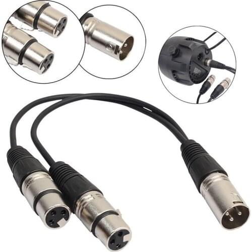 3-Pin XLR Male To Dual XLR Female Y Splitter Audio Adapter Cable For Microphone