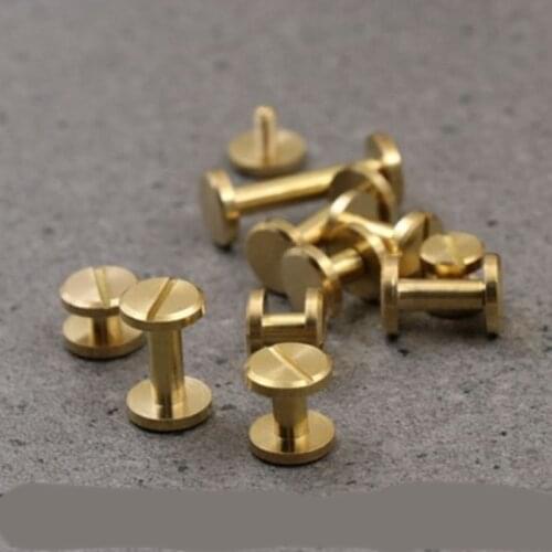 50pcs 10x4-10mm Luggage Leather belt Brass Craft Solid Screw Rivet Double Flat Head Belt Rivets DIY Leather craft Nai