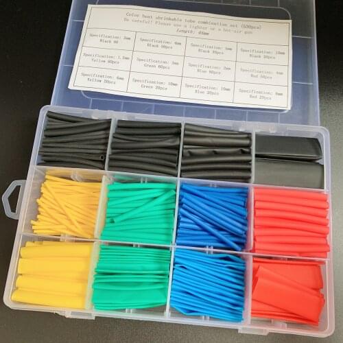 530pcs 560pcs heat shrinkable pipe insulation shrinkable pipe classification electronic polyolefin wire sleeve combination