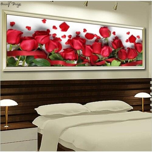 5D Diy Diamond Painting Cross Stitch Red Rose Flower Diamond Embroidery Floral Mosaic Home Decoration Livingroom Wall Sticker
