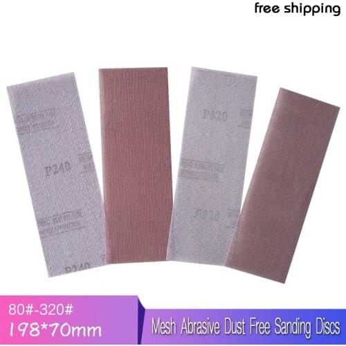 10Pcs Mesh Abrasive Dust Free Sanding Discs 198*70mm Anti-blocking Dry Grinding Sandpaper 80 to 320 Grit