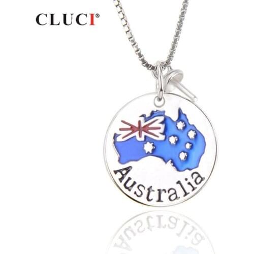 CLUCI 925 Sterling Silver Australia Map Pendant for National Day Women Real Silver 925 Charms Pendant Jewelry SP293SB