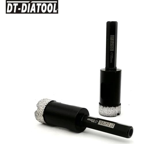 DT-DIATOOL 2 units Hexagon shank Diamond Drill Core Bits Ceramic Tile Hole Saw Dry Core Drilling Bits Diameter 20mm