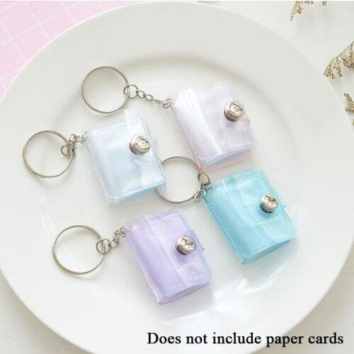 16 Pockets Jelly Color Photo Album for Mini Photo Sticker & Name Card 2 Inch Photos with Key Chain Sequins Business Card Bag