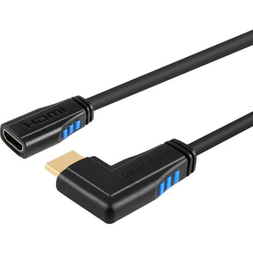 HDMI 2.0 Male to Female Extension Cable,Right Angle 270 Degree Vertical Right 4K(60Hz),3D Video,Ethernet,Audio Return Channel