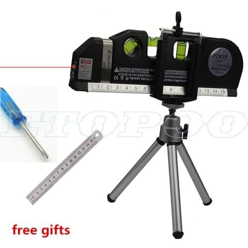 4 in 1 Infrared Laser Level Cross Line Laser Level Laser Horizon Vertical spirit level tool with 2.5m measure tape free gift