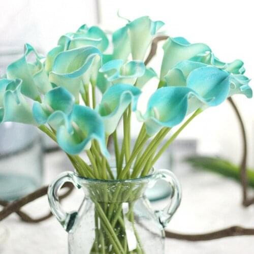 1Pc PU Fabric Artificial Calla Lily Flower Bunch Fake Flower Bridal Bouquet Wedding Table Home Romantic Decoration Fall Decor