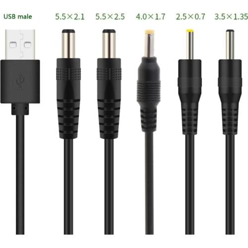 USB to DC Port Charging Cable Cord DC/5.5x2.1 5.5x2.5 3.5x1.35 4.0x1.7 2.5x0.7