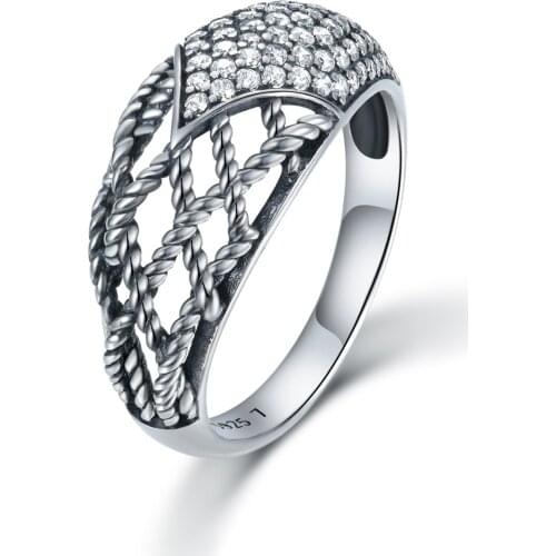 GW Fashion Jewelry Vintage Rings Crystal Jewelry Rings 925 Sterling Silver Ring For Women RIPY075 H20