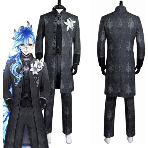 Twisted-Wonderland Hercules Idia Cosplay Costume Adult Black Uniform Outfits Halloween Carnival Costume Custom