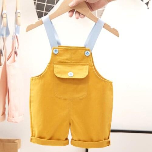 Summer baby suspenders 1-5Y little kids short pants 100% cotton baby girls boys knee-length colorful toddler trousers baby pants
